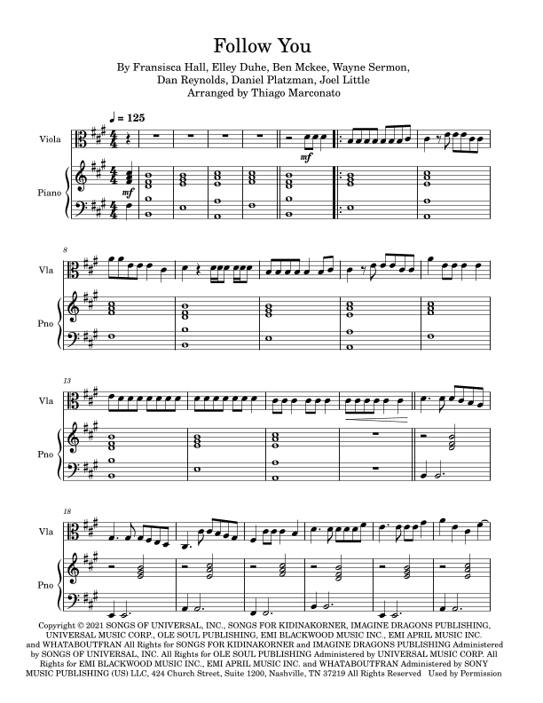 Follow You (arr. Thiago Marconato)