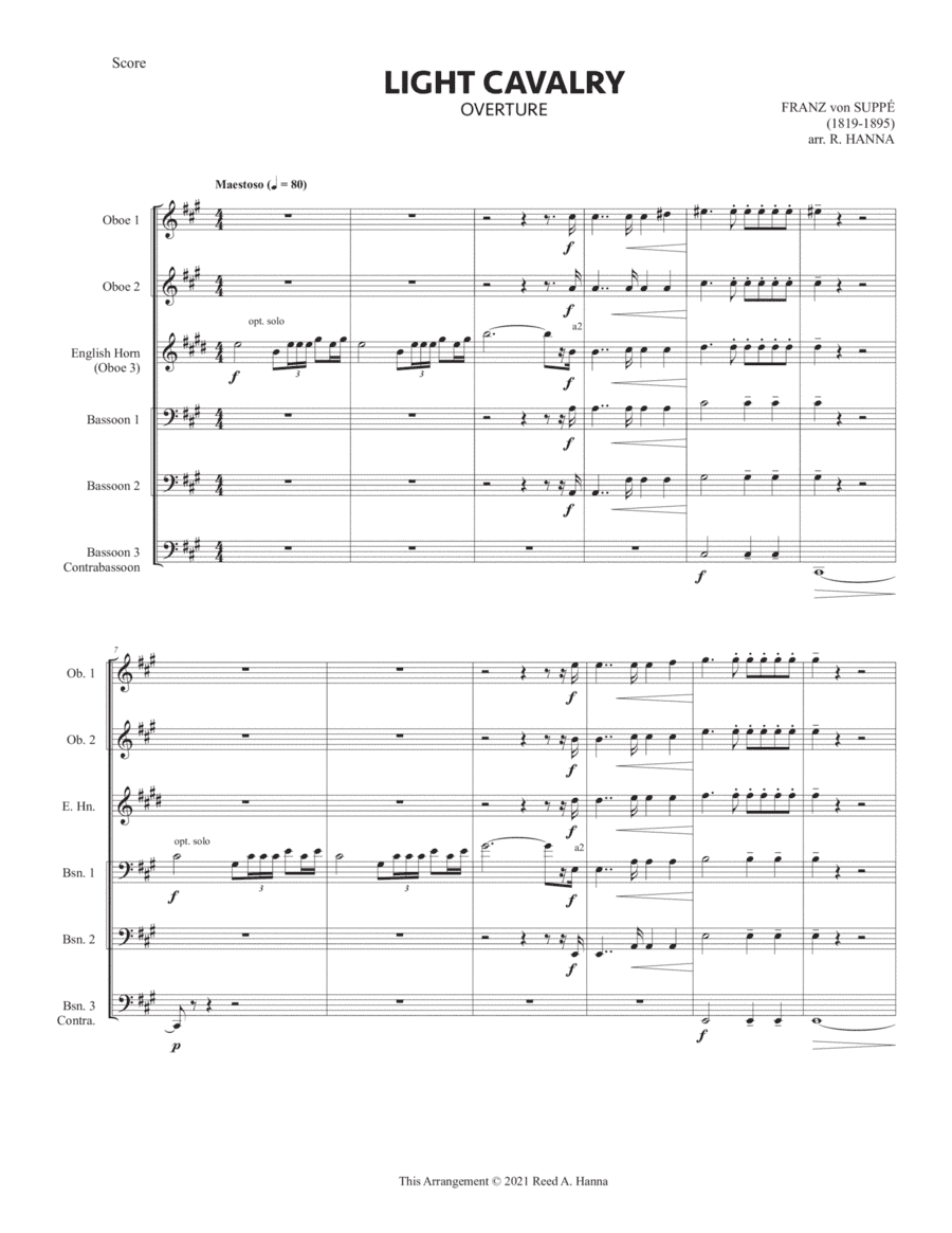 Light Cavalry Overture (Double Reed Ensemble) (arr. Reed Hanna)