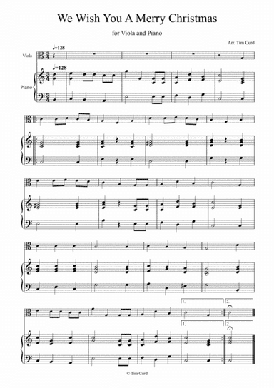 We Wish You a Merry Christmas for Viola and Piano (arr. Tim Curd)