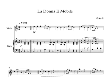La Donna E Mobile - Giuseppe Verdi (Violin + Piano) (arr. Digital Book Music)