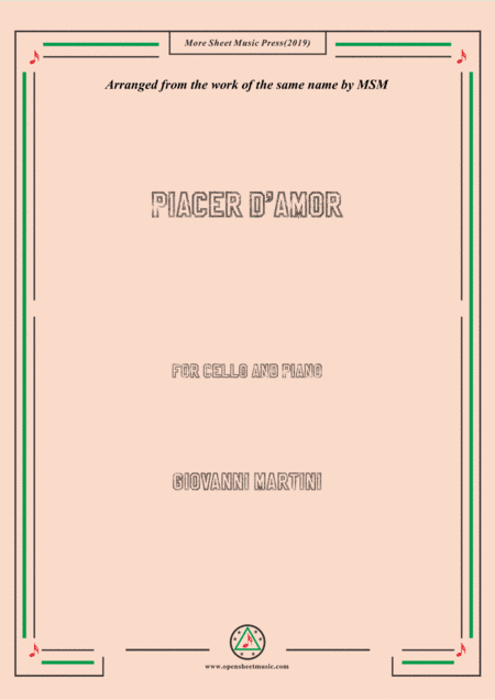 Giovanni-Piacer d'amor,for Cello and Piano (arr. MSM)