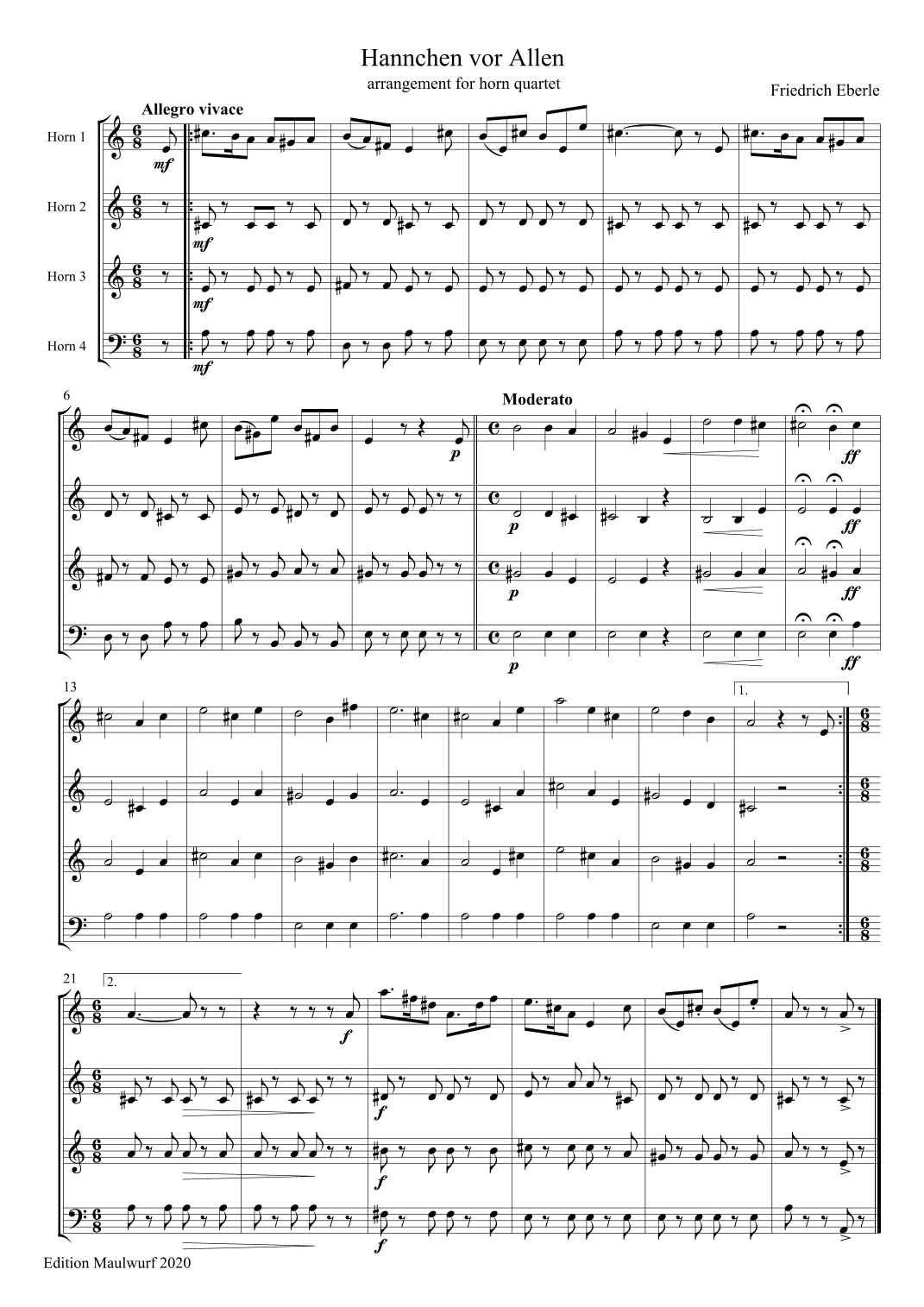 Hannchen vor Allen (arr. Edition Maulwurf)
