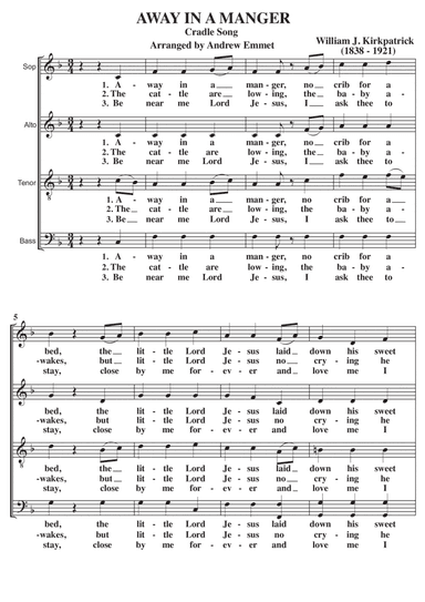 Away In A Manger A Cappella SATB (arr. Andrew Emmet)