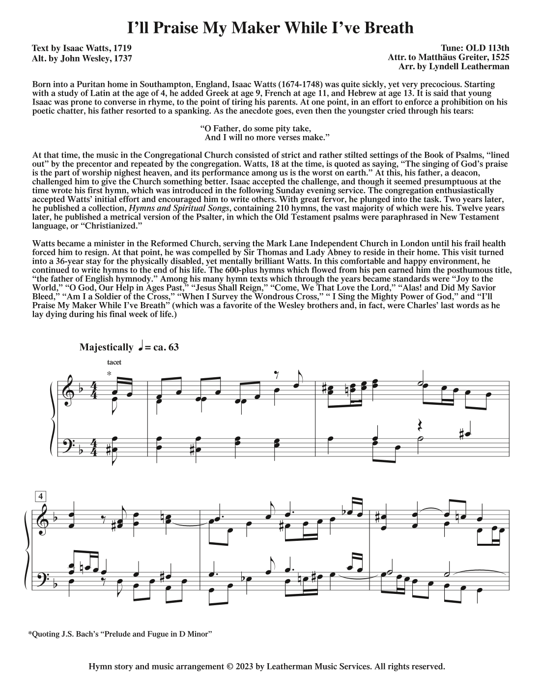 I’ll Praise My Maker While I’ve Breath (arr. Lyndell Leatherman)