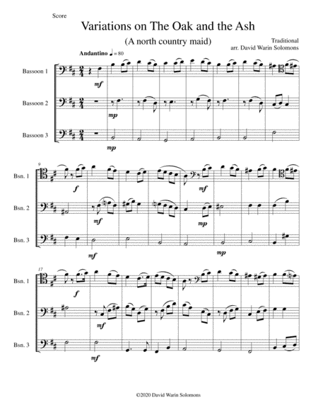 Variations on The Oak and the Ash (A north country Maid) for bassoon trio (arr. David Warin Solomons)