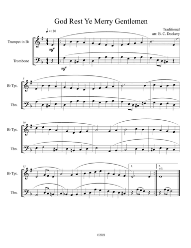 God Rest Ye Merry Gentlemen (Trumpet and Trombone Duet) (arr. B. C. Dockery)