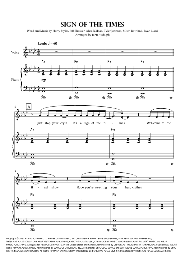 Sign Of The Times (arr. John Rudolph)