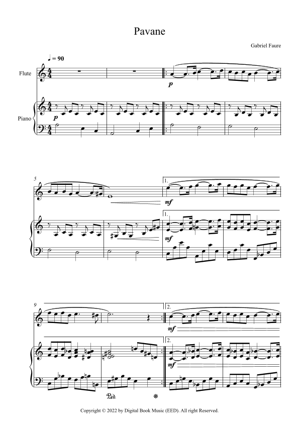 Pavane - Gabriel Faure (Flute + Piano) (arr. Digital Book Music)