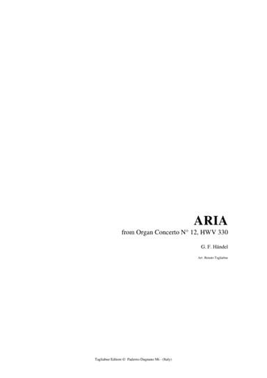 HANDEL - ARIA -  from Organ Concerto N° 12, HWV 330 (arr. R. Tagliabue)