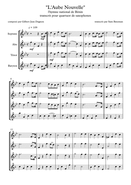 L'Aube Nouvelle (arr. Sam Bateman)