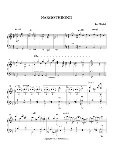 NARGOTHROND: From The Elven Kingdoms: For Piano