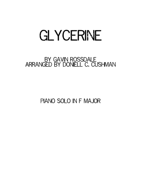 Glycerine (arr. Doniell Cushman)