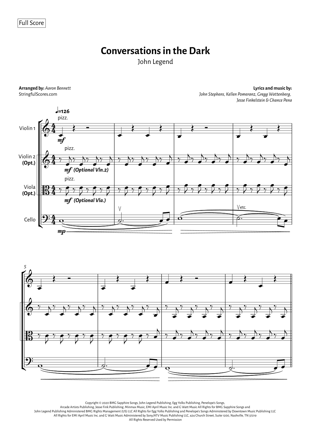 Conversations In The Dark (arr. Aaron Bennett)