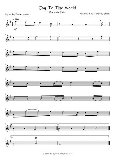 Joy To The World (arr. Timothy Clark)