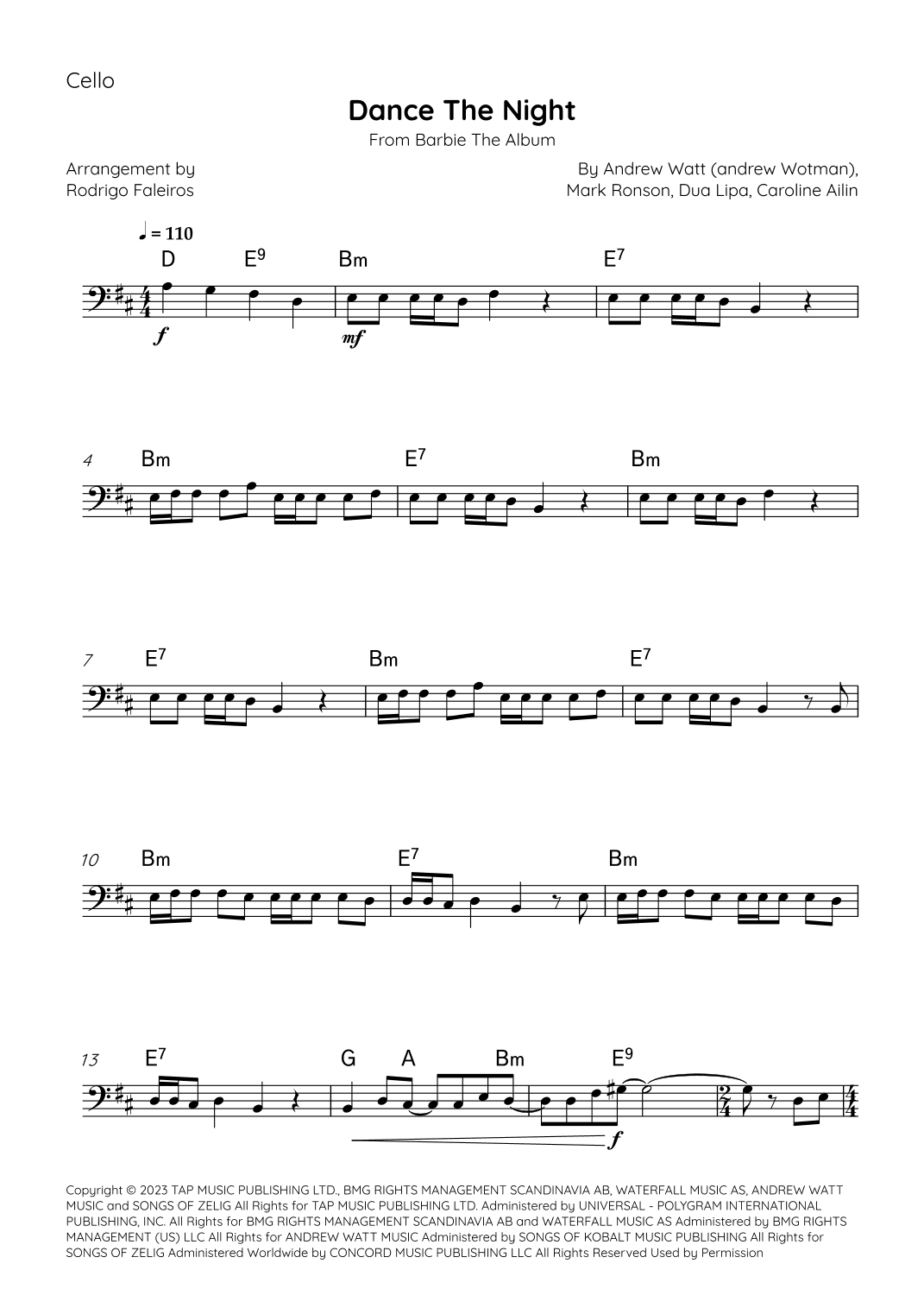 Dance The Night (arr. Rodrigo Faleiros)