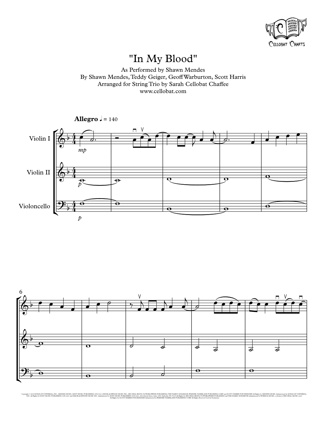 In My Blood (arr. Sarah Cellobat Chaffee)