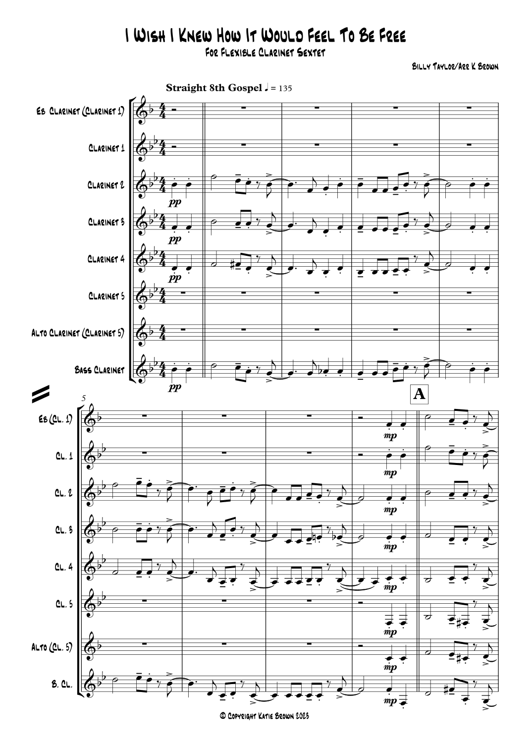 I Wish I Knew How It Would Feel To Be Free (arr. Katie Brown)