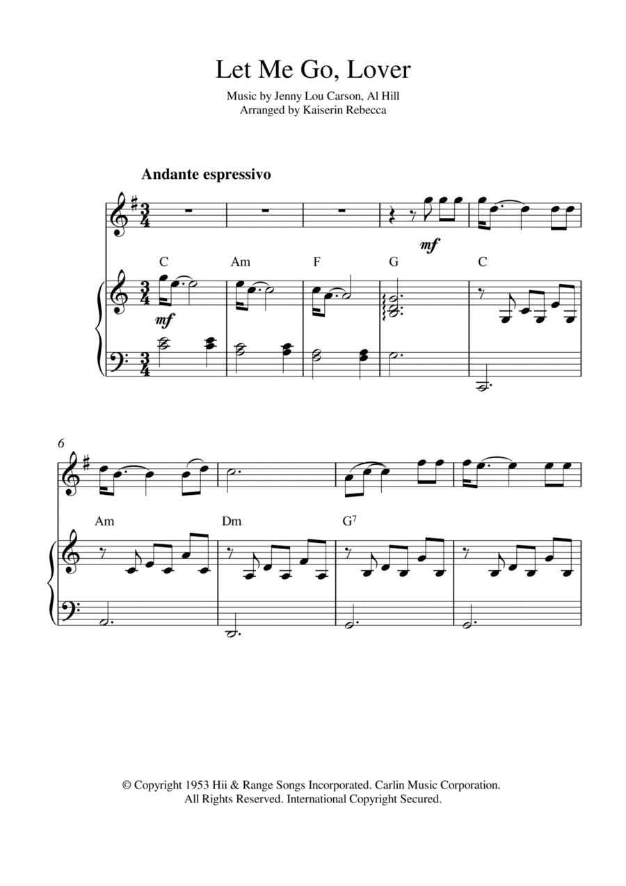 Let Me Go, Lover! (arr. Kaiserin Rebecca)