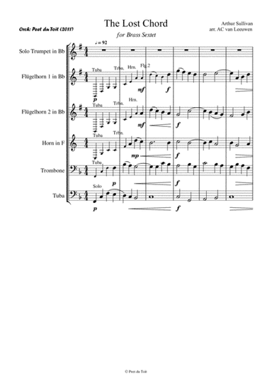 The Lost Chord - Arthur Sullivan (Brass Sextet) (arr. AC van der Leeuwen & Peet du Toit)