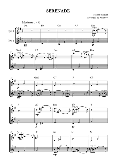 Serenade | Schubert | Trumpet in Bb duet | Chords (arr. Milanov)