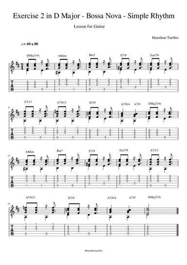 Bossa Nova - Exercise 2 in D Major