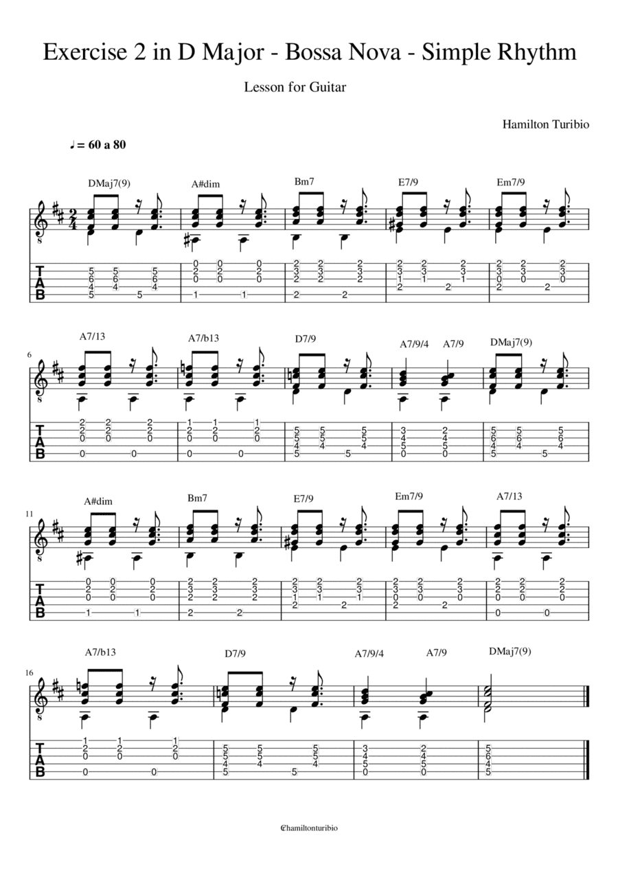 Bossa Nova - Exercise 2 in D Major