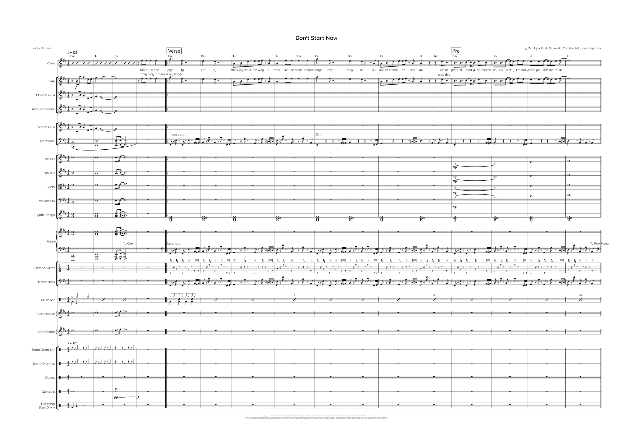 Don't Start Now (arr. Justin Florisson)