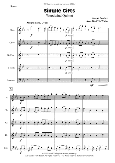 Simple Gifts (arr. Gert Th. Walter)