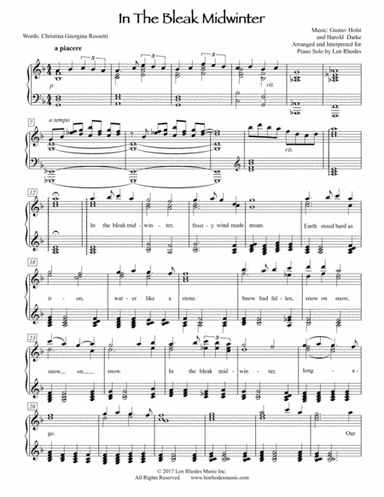In The Bleak Midwinter - a Contemporary Piano Solo for Christmas (arr. Len Rhodes)