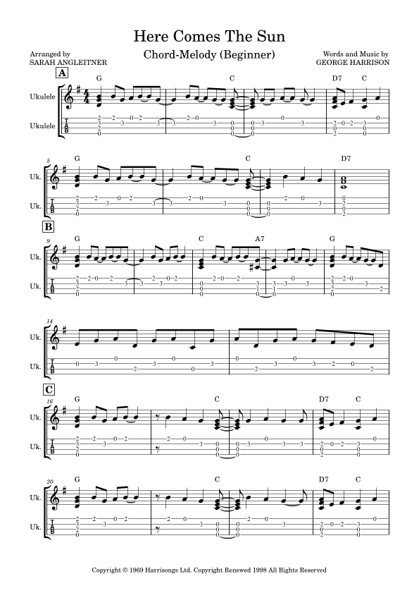 Here Comes The Sun (arr. Sarah Angleitner)