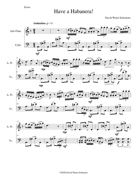 Have a habanera for alto-flute and cello