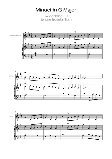 Minuet in G major BWV Anh. 114 - Bach - French Horn (arr. Ygor Nunes)