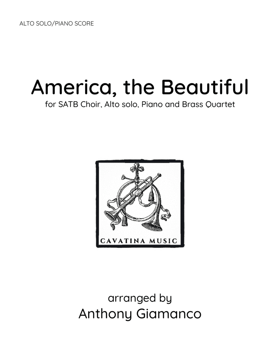 AMERICA, THE BEAUTIFUL - Alto solo/Piano score (arr. Anthony Giamanco)