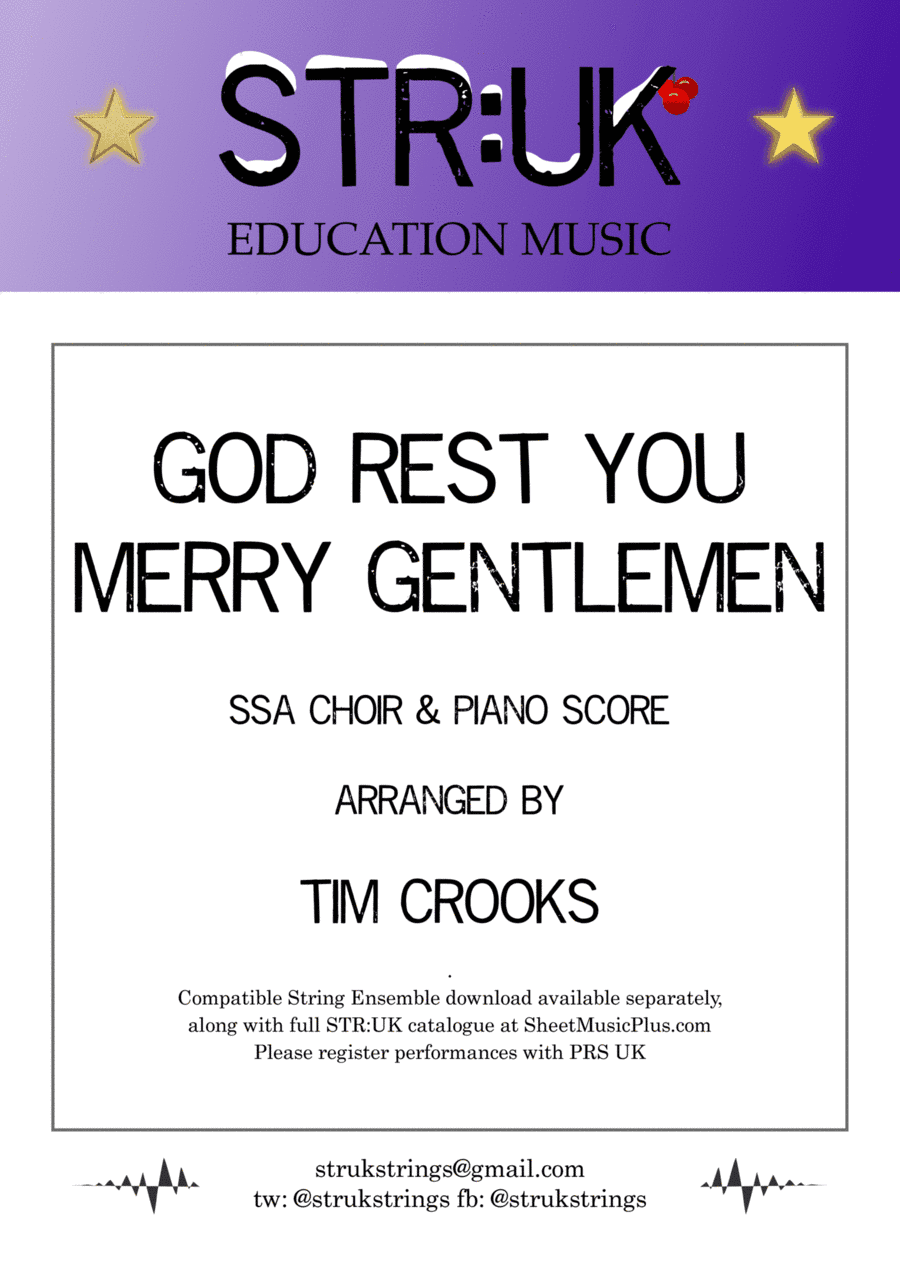 God Rest You Merry Gentlemen (STR:UK Version) - SSA Choir Score (arr. Tim Crooks)