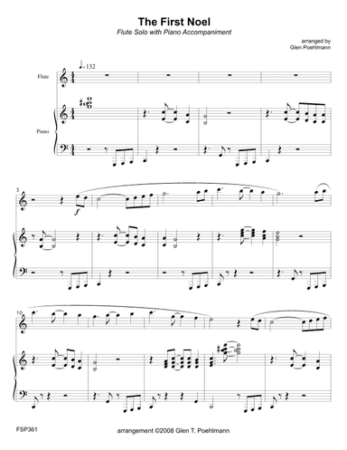 THE FIRST NOEL - FLUTE SOLO with Piano Accompaniment (arr. Glen Poehlmann)
