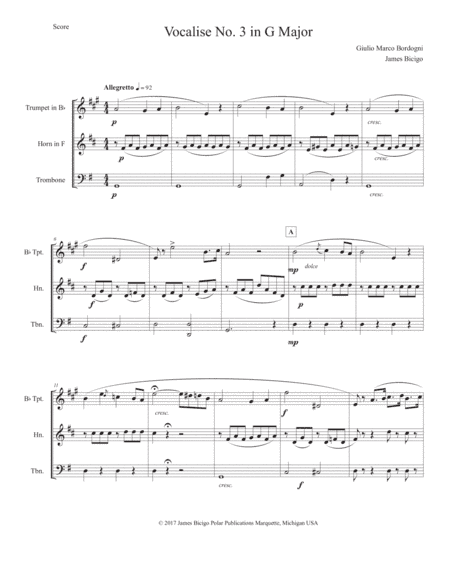 Vocalise No 3. in G Major (arr. James Bicigo)