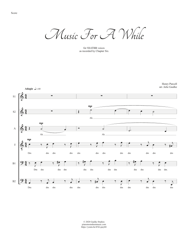Music For A While (Purcell) SSATBB a cappella (arr. Julie Gaulke)