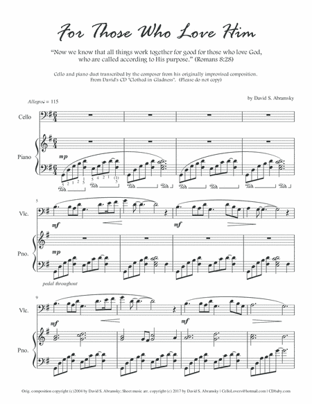 For Those Who Love Him (arr. for cello and piano)