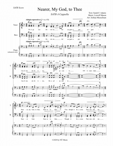 Nearer, My God, to Thee: SATB A Cappella Choral Arrangement (arr. Arr. by Joshua Musselman)