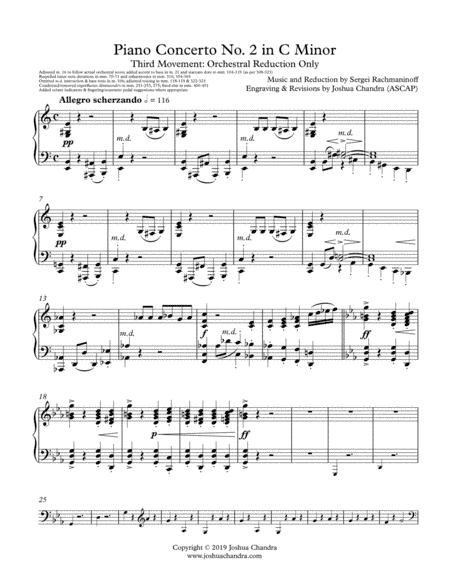 Rachmaninoff Piano Concerto No. 2 in C Minor - Movement 3 (Accompaniment/Orchestral Reduction Only) (arr. Joshua Chandra)