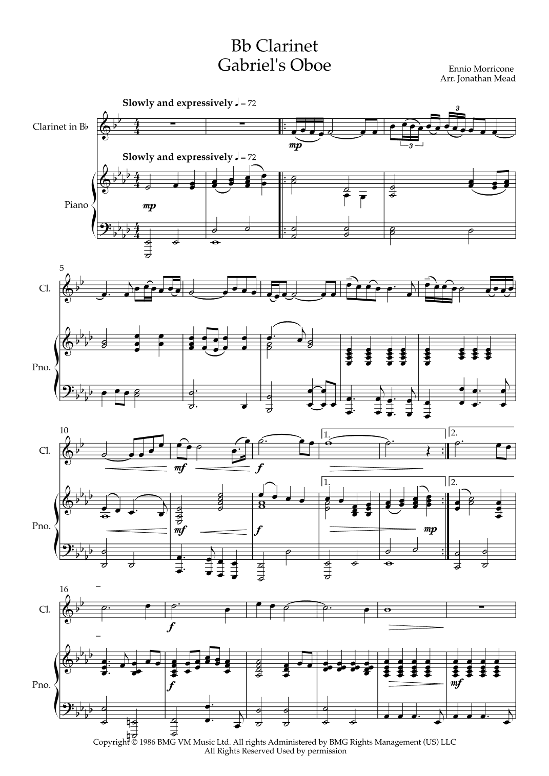 Gabriel's Oboe (arr. Jonathan Mead)