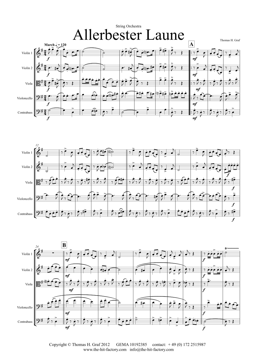 Allerbester Laune - German Polka Octoberfest - String Orchestra - G