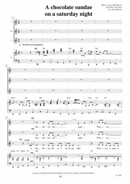 Chocolate Sundae On A Saturday Night (arr. Jetse Bremer)