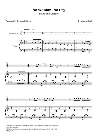 No Woman No Cry (arr. Guima's Editions)