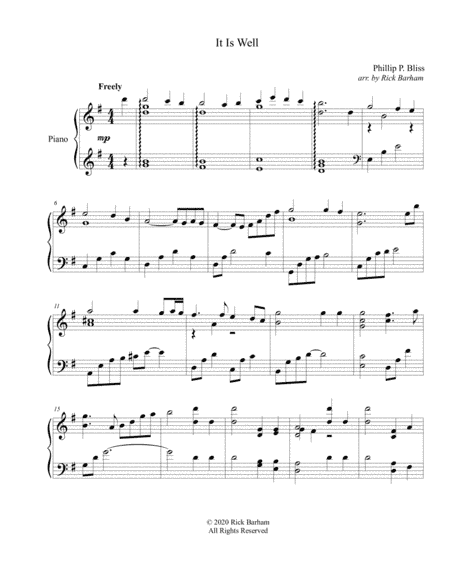 It Is Well (arr. Rick Barham)