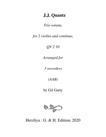 Trio sonata QV 2 10 (arrangement for 3 recorders) (arr. Gil Garty)