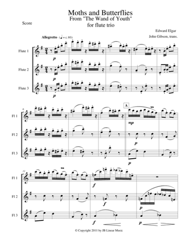 Moths and Butterflies by Elgar for flute trio (arr. John Gibson)