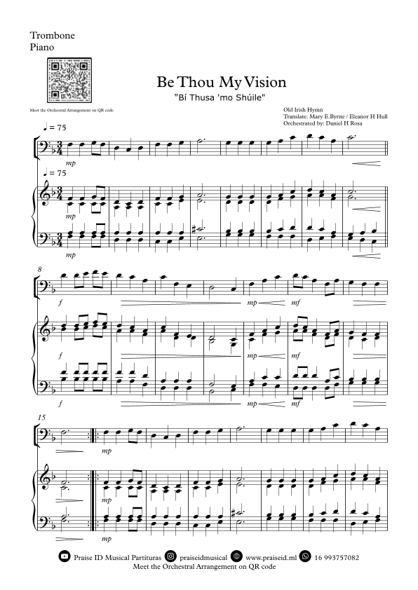 Be Thou My Vision - "Bí Thusa 'mo Shúile" - Easy Trombone and Piano (arr. Daniel H Rosa)