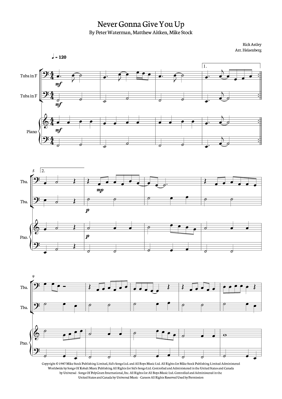 Never Gonna Give You Up (arr. Heisenberg)