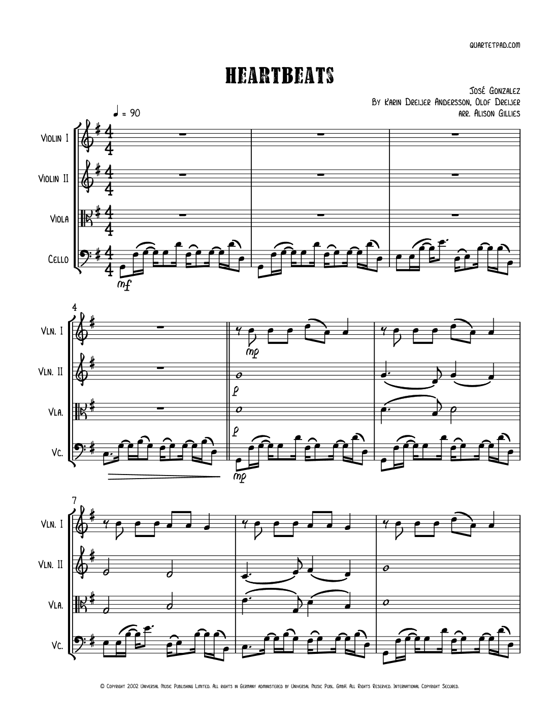 Heartbeats (arr. Alison Gillies)